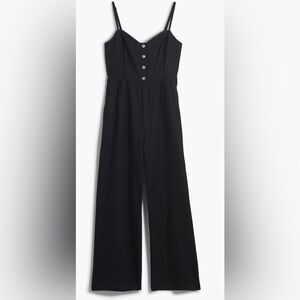 Madewell Campbell Refined Linen Jumpsuit, Black, Size 6
